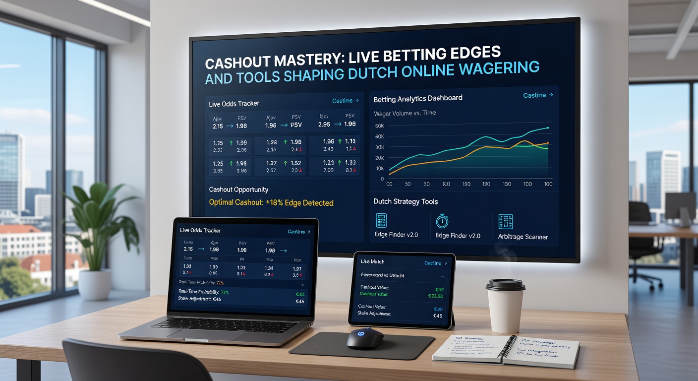 Schermafbeelding van een cashout-interface tijdens een live voetbalwedstrijd, met real-time odds en statistieken op een mobiel apparaat