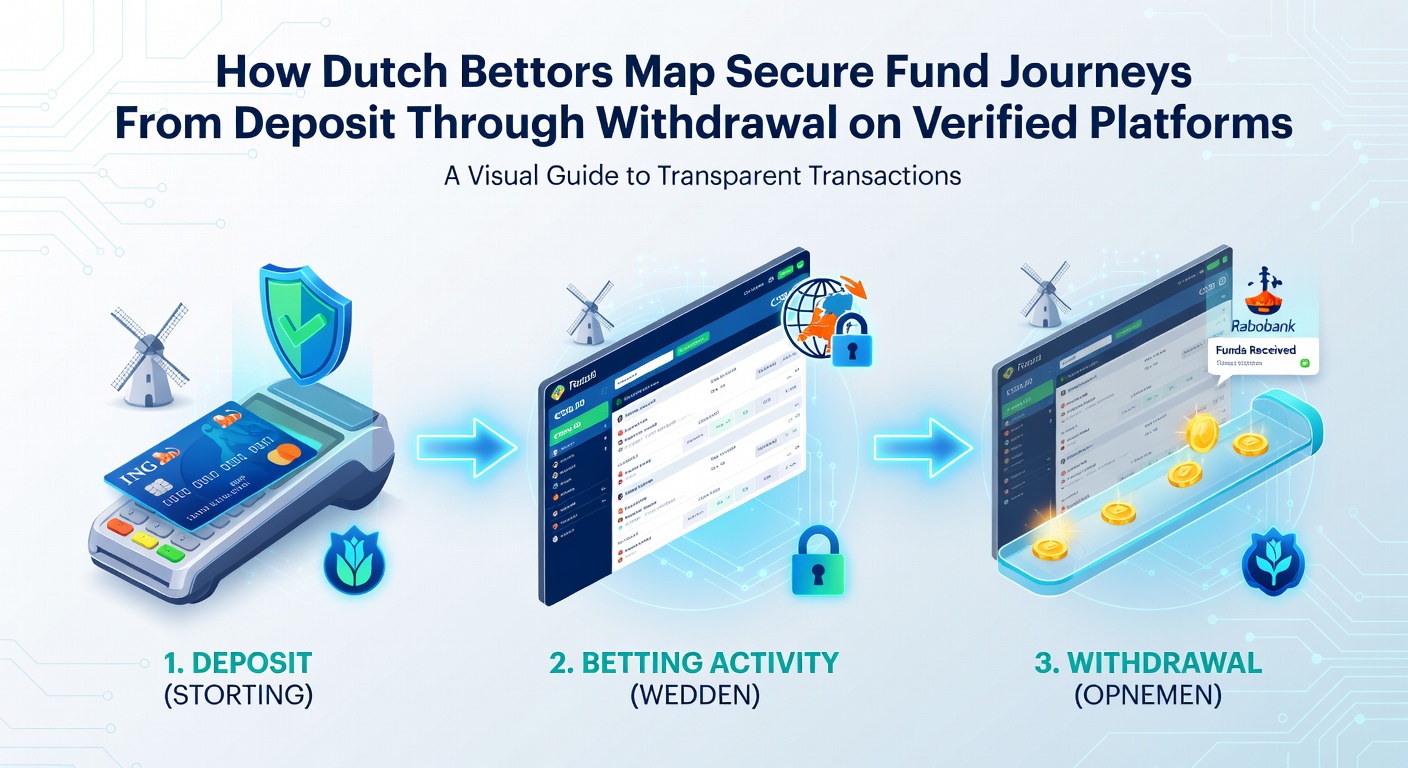 Illustratie van veilige geldtransacties op Nederlandse gokplatforms met iDEAL en verificatieprocessen