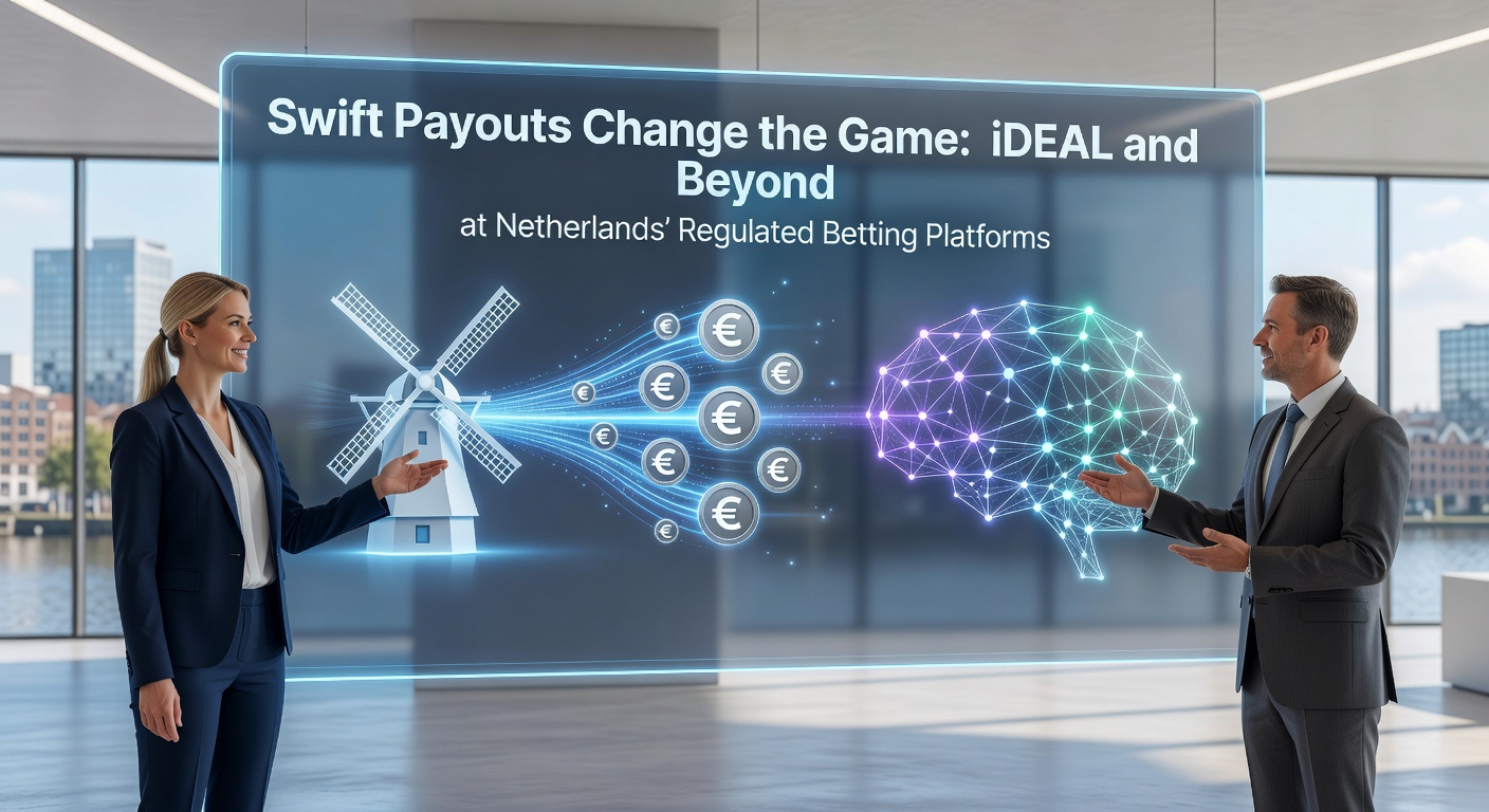 Grafiek met snelle uitbetalingsopties bij Nederlandse betting platforms, inclusief iDEAL-logo's en tijdlijnen van transacties